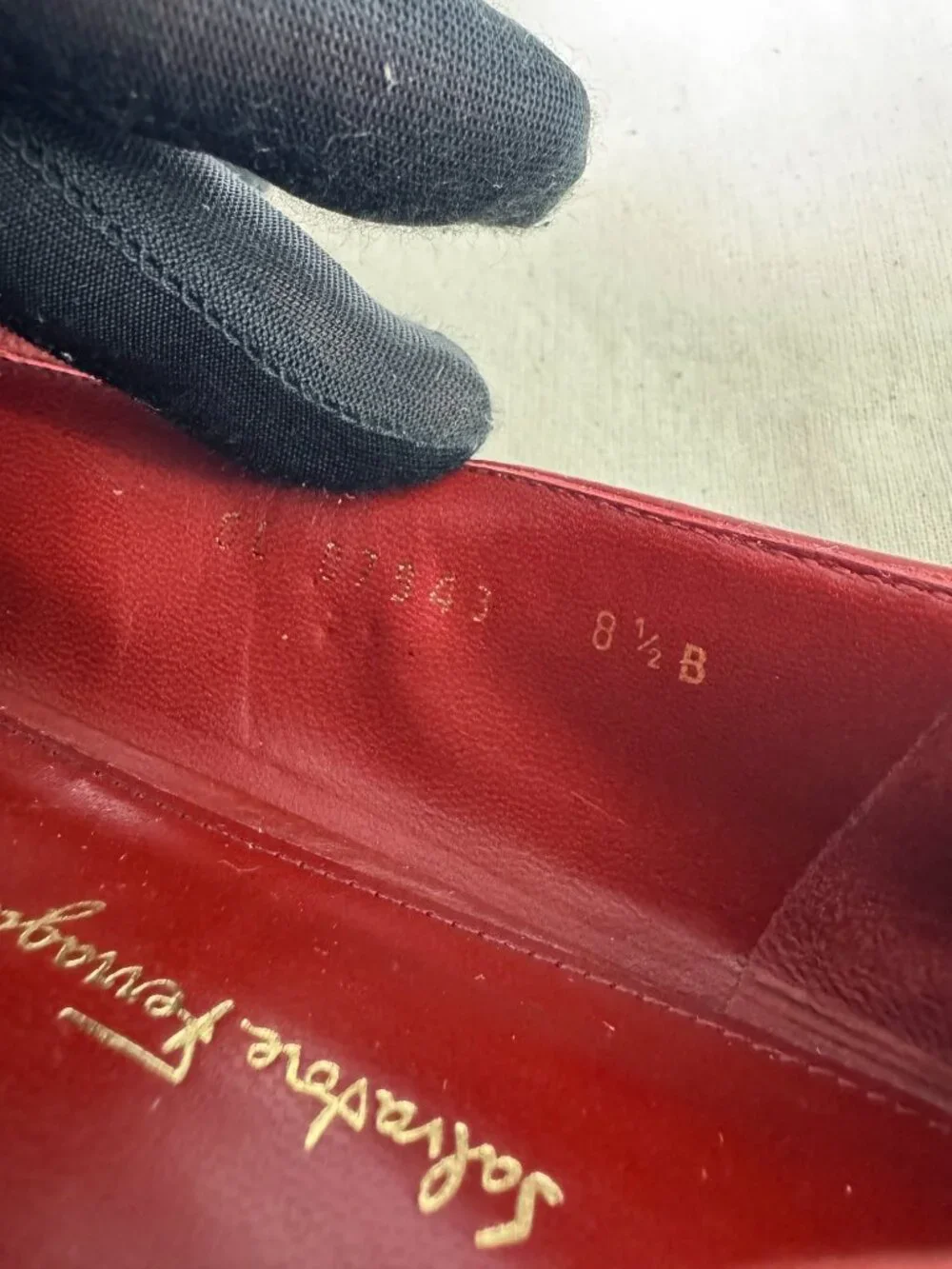 Salvatore Ferragamo Red Leather Hausen Bow-detail Flat Pumps, Size 8.5